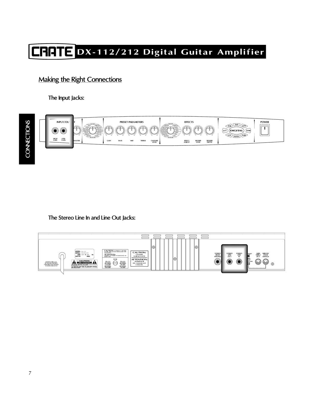 Crate Amplifiers DX-112, DX-212 manual Making the Right Connections 