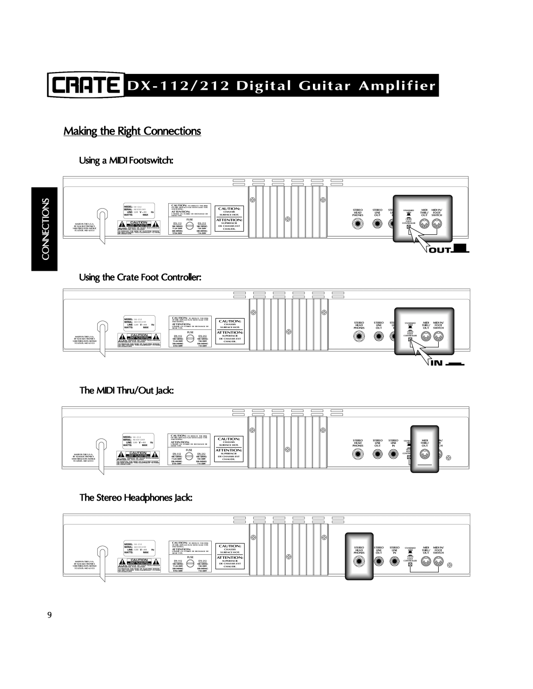 Crate Amplifiers manual DX-112/212Digital Guitar Amplifier, Making the Right Connections, MODEL D-112/212, Serial#, Fuse 