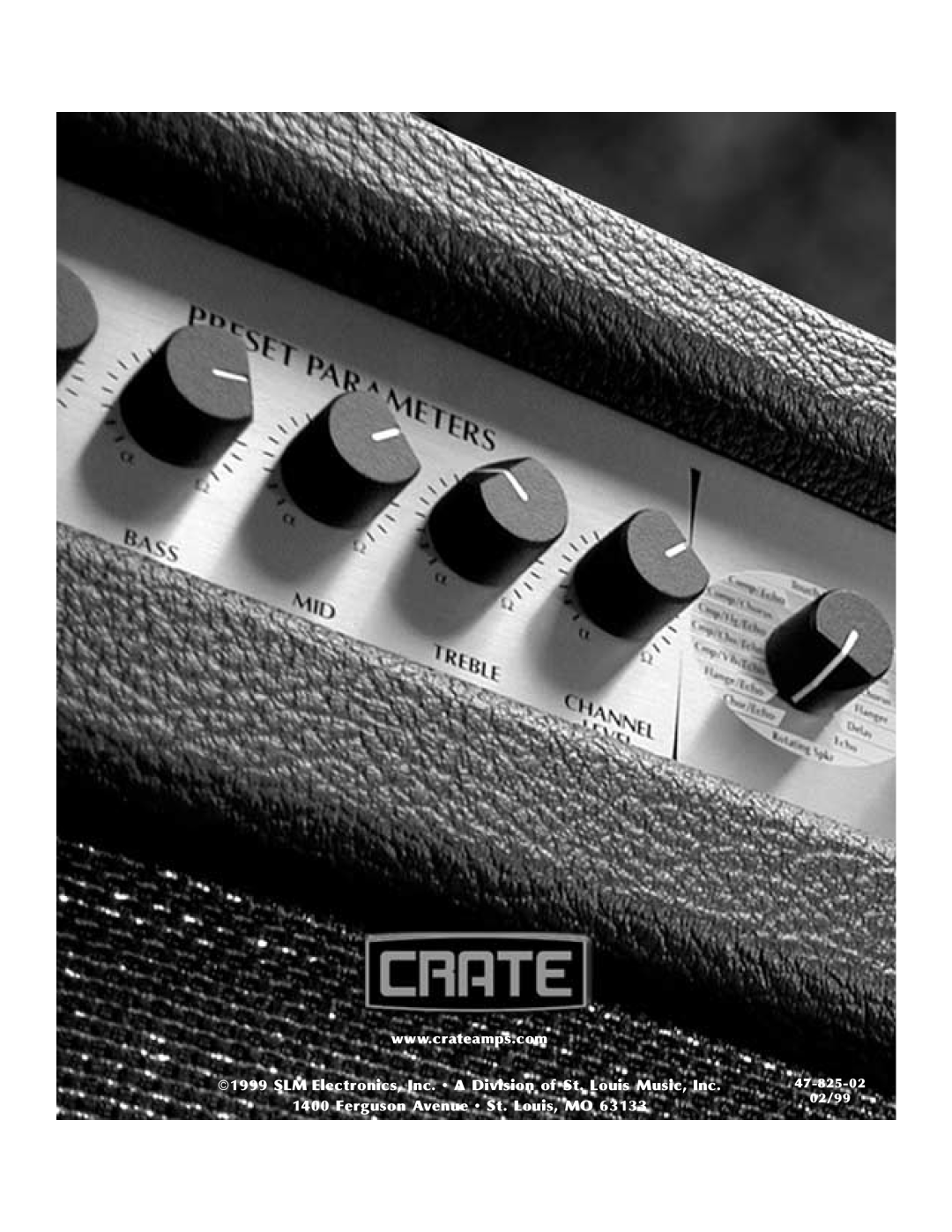 Crate Amplifiers DX-112, DX-212 manual Ferguson Avenue St. Louis, MO, 47-825-02, 02/99 