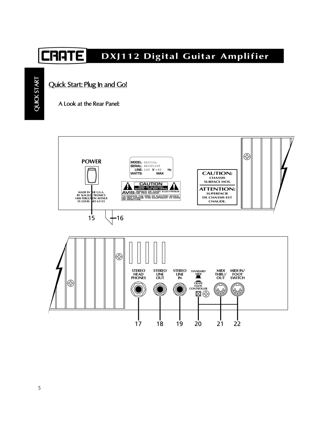 Crate Amplifiers DXJ112 manual 17 18 19 20 21 