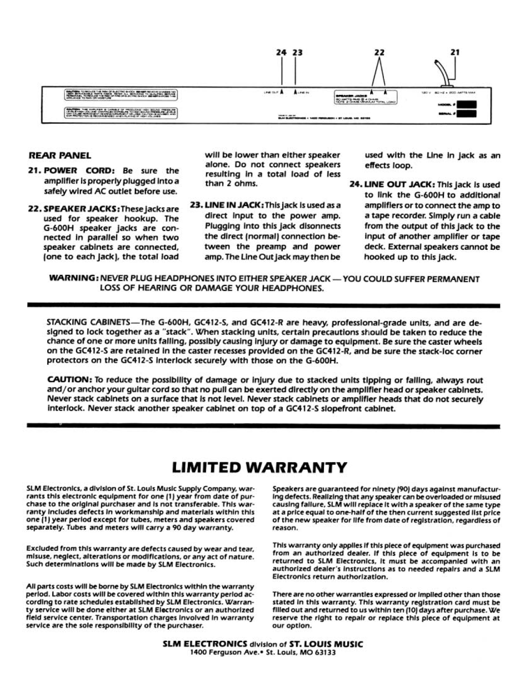 Crate Amplifiers G-600H manual 
