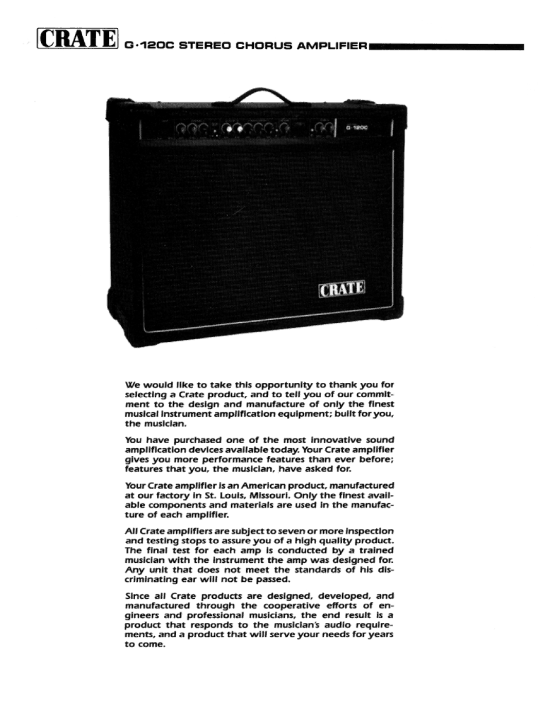 Crate Amplifiers G.120C manual 