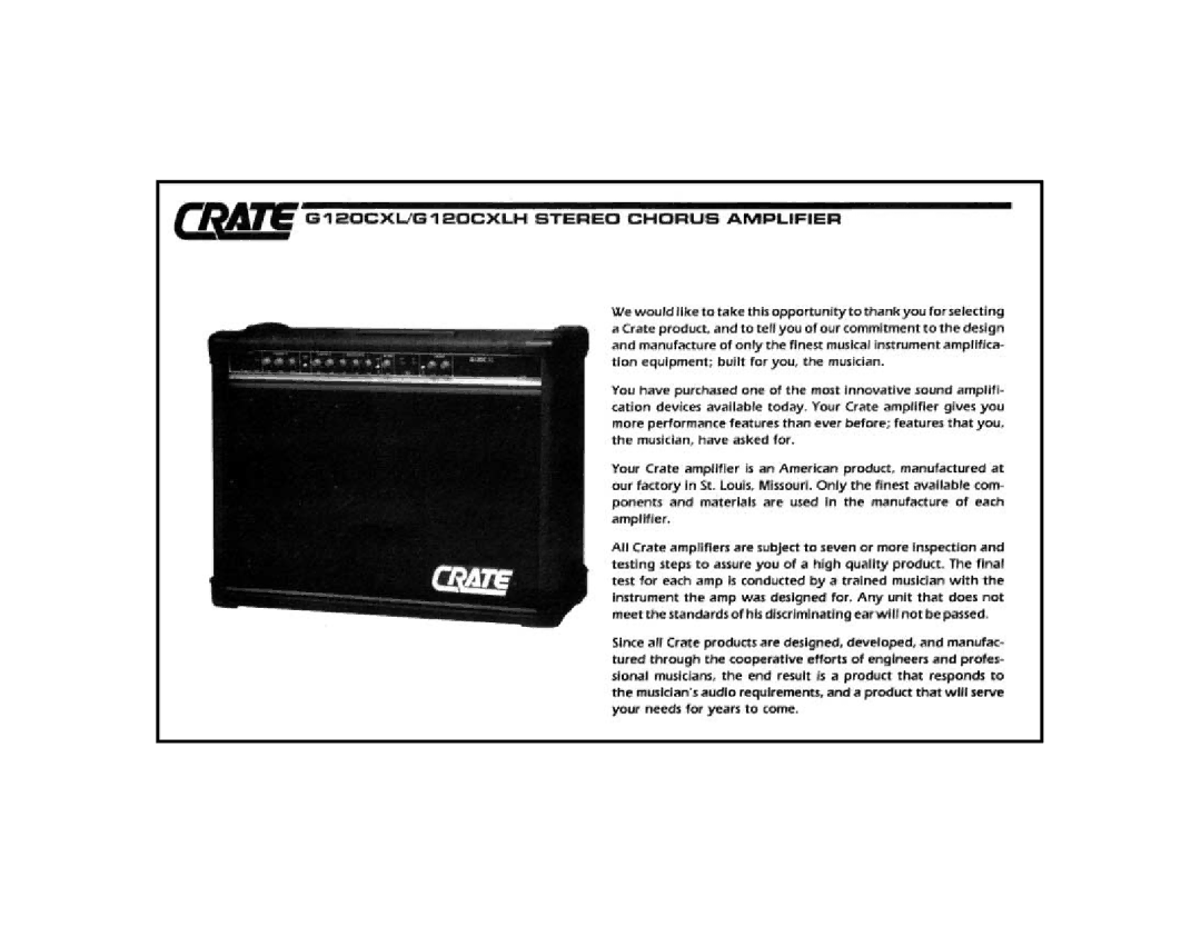 Crate Amplifiers G120CXLH manual 