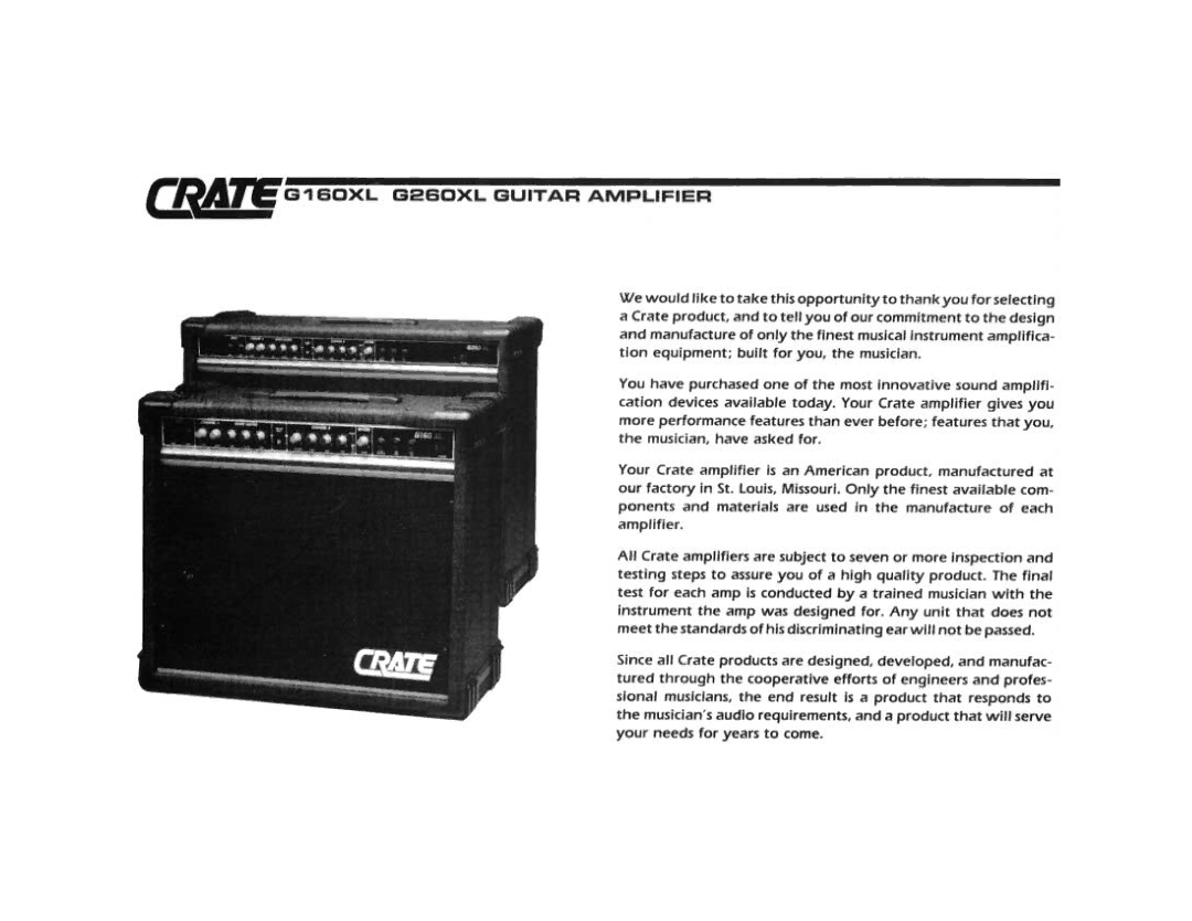 Crate Amplifiers G260 XL, G160 XL manual 
