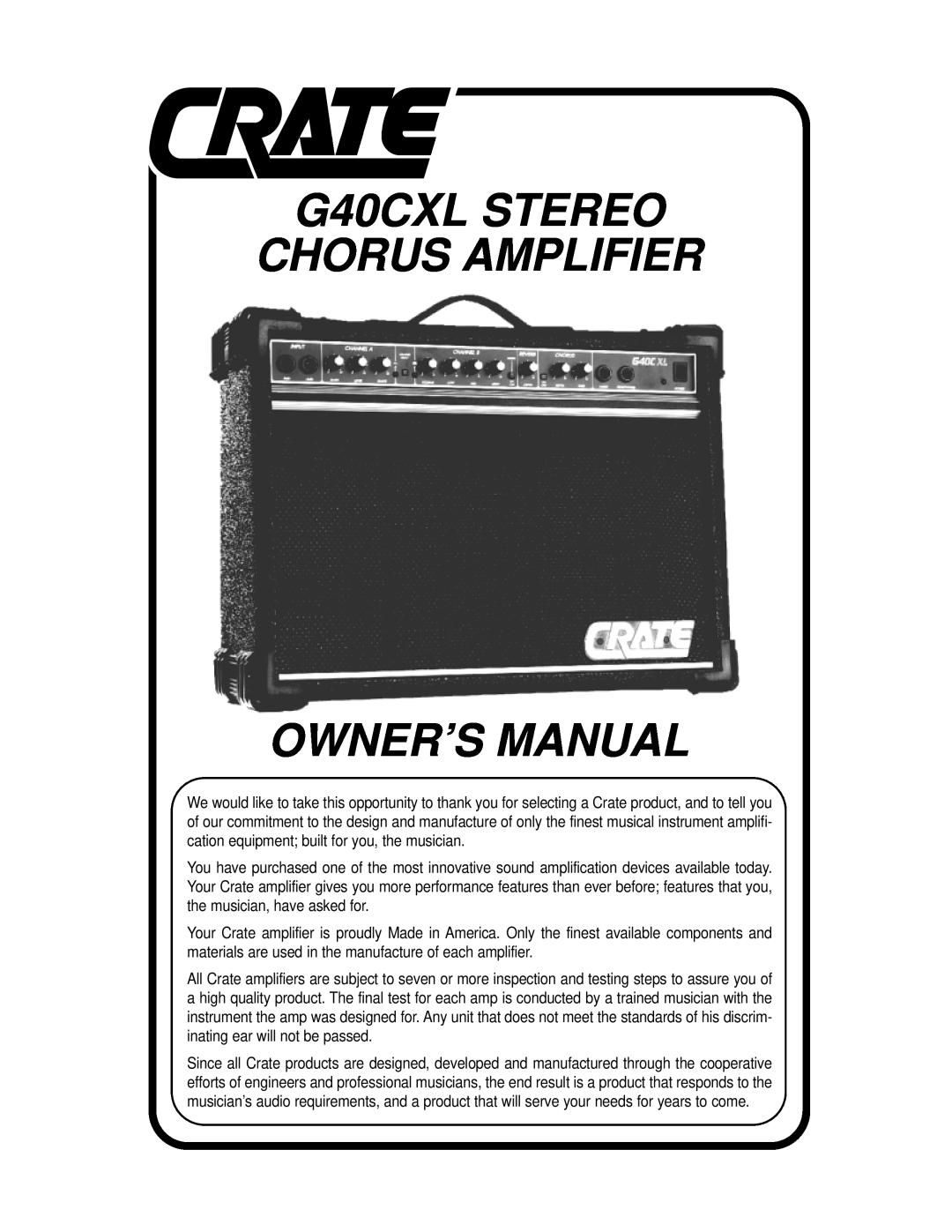 Crate Amplifiers G40CXL owner manual 