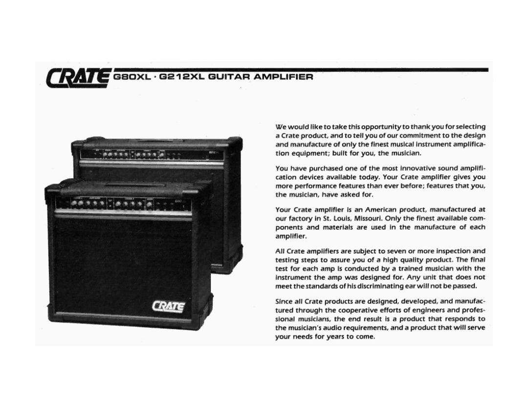 Crate Amplifiers G80XL manual 