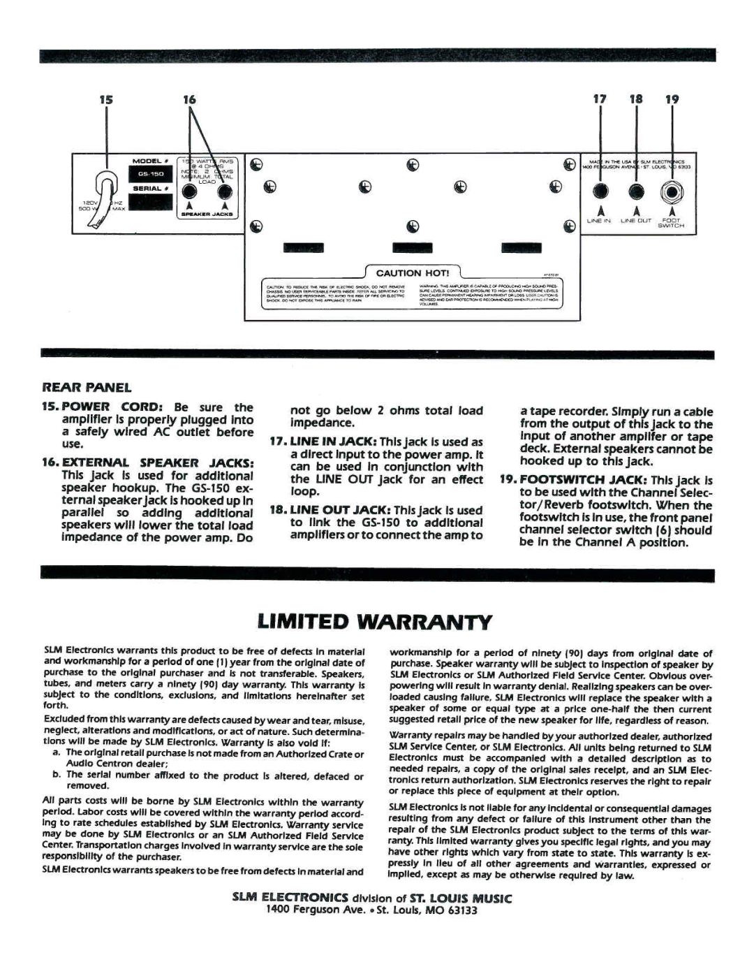 Crate Amplifiers GS.150 manual 