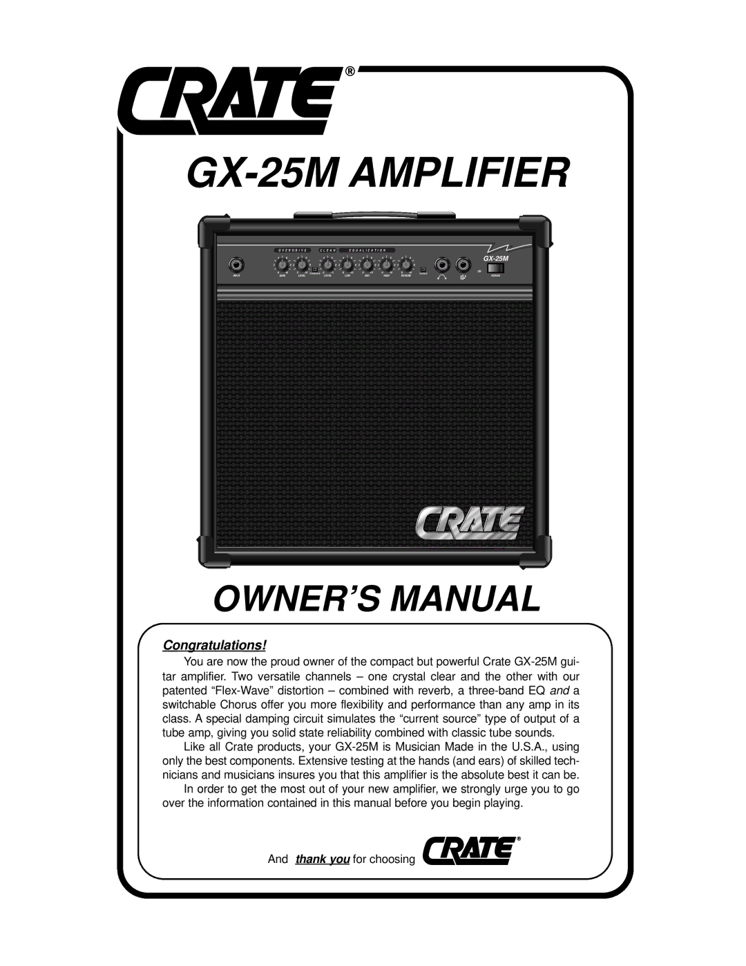 Crate Amplifiers GX-25M owner manual €€€€€€€€€ 