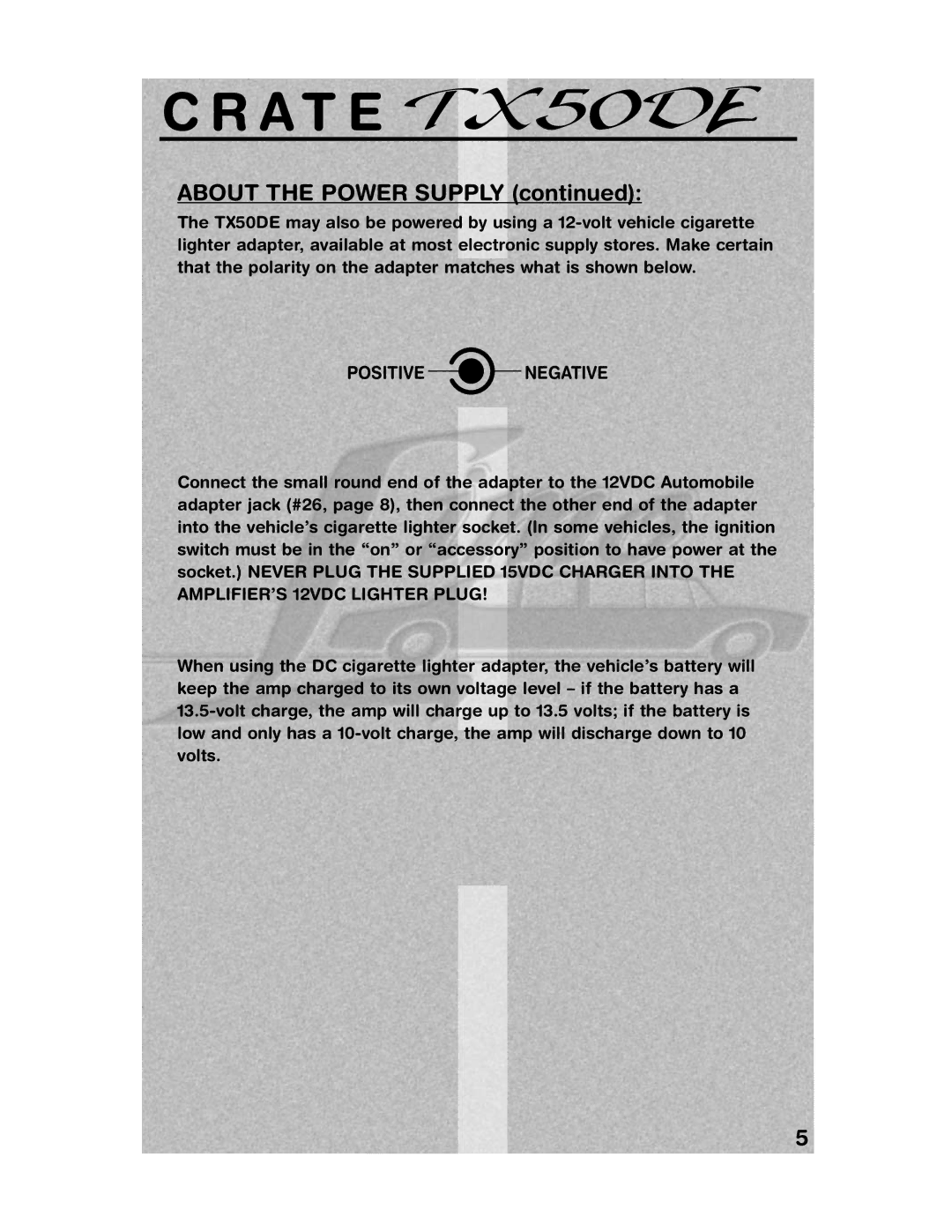 Crate Amplifiers TX50DE manual About the Power Supply 