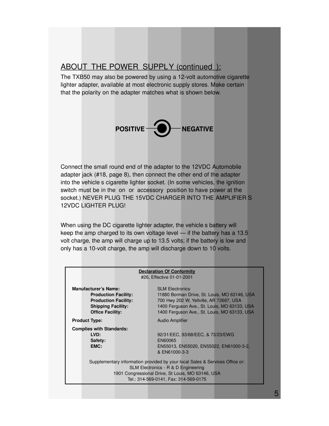 Crate Amplifiers TXB50 manual About the Power Supply 