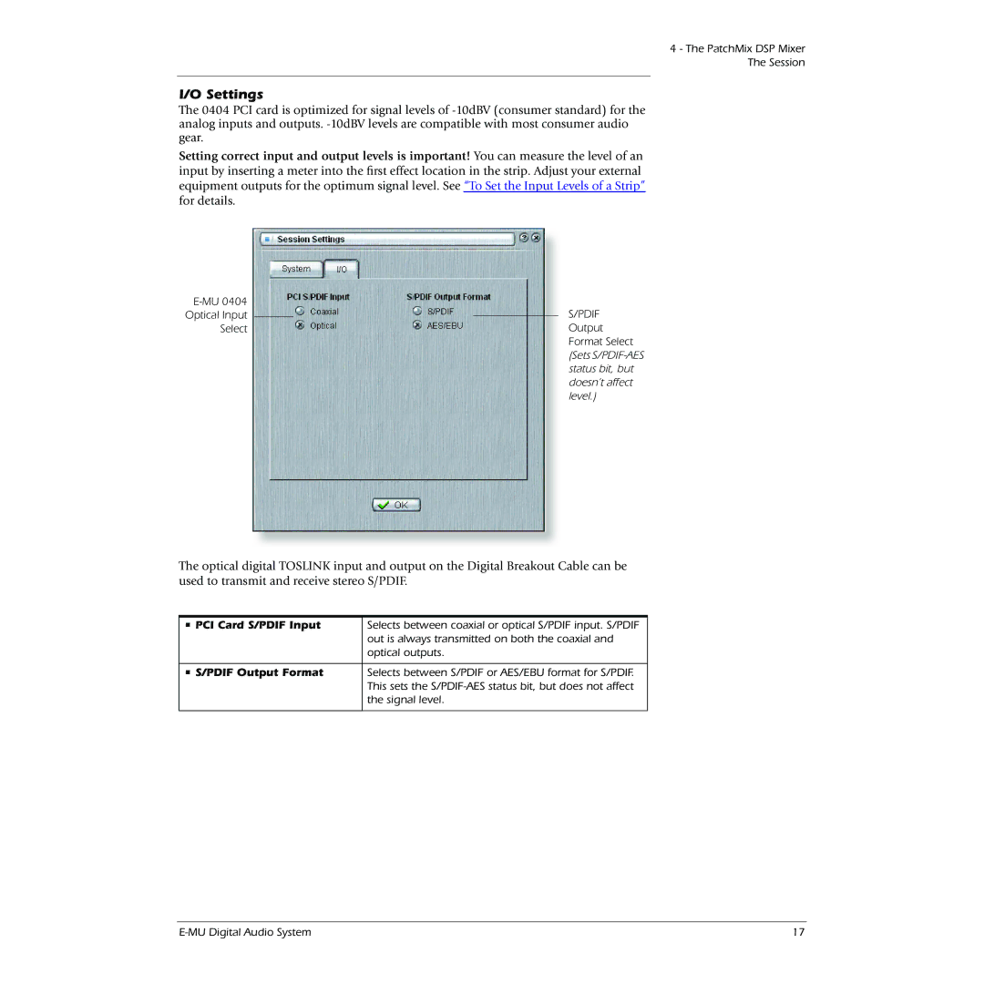 Creative 0404 owner manual Settings, PCI Card S/PDIF Input, Pdif Output Format 