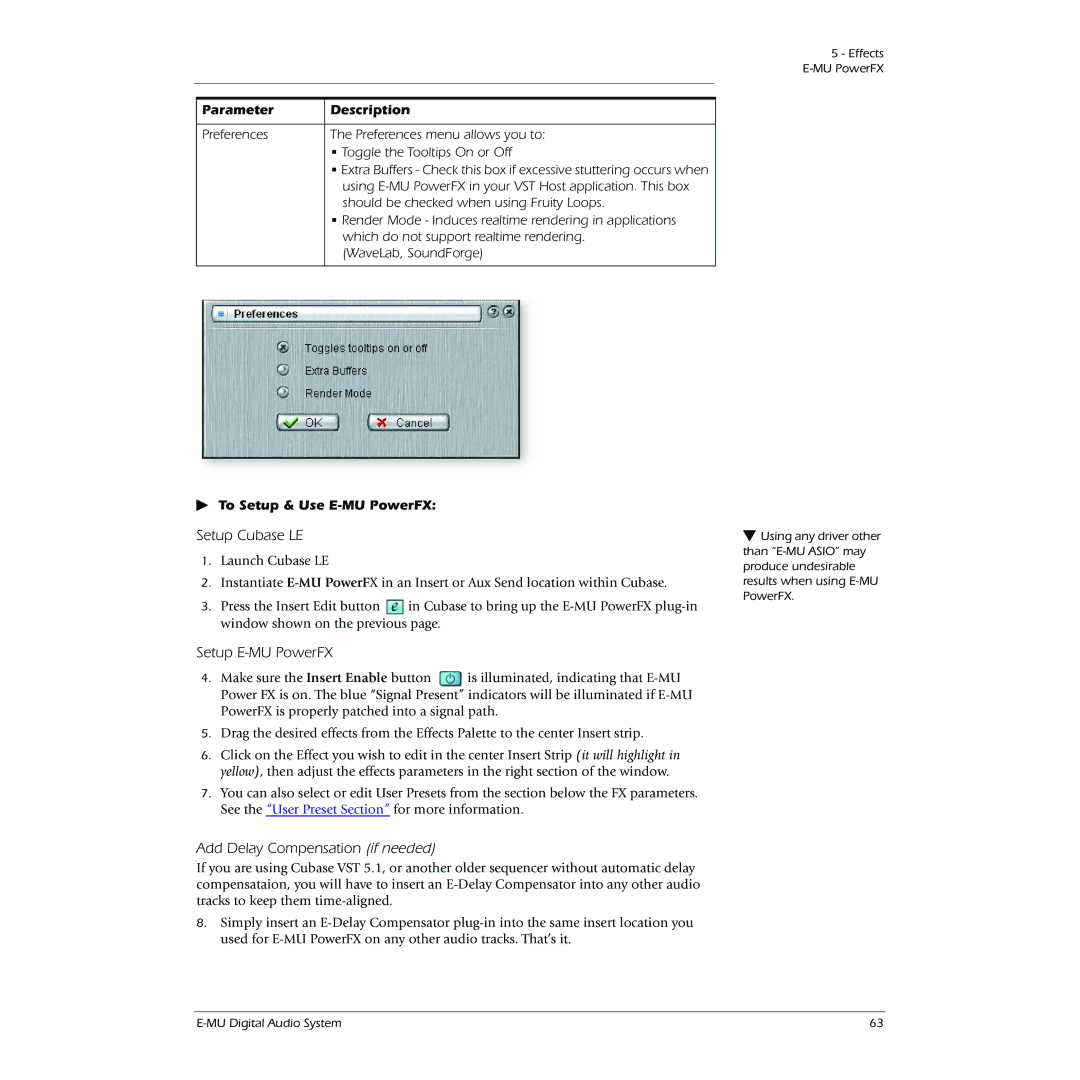 Creative 0404 owner manual Setup Cubase LE, To Setup & Use E-MU PowerFX 