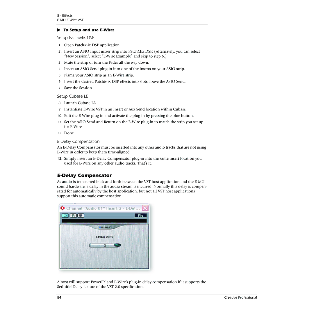 Creative 1212M, 1820M owner manual Delay Compensator, To Setup and use E-Wire 