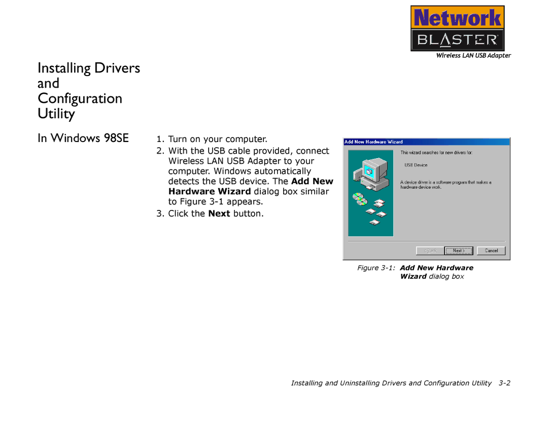 Creative 2030 manual Installing Drivers and Configuration Utility, Windows 98SE 