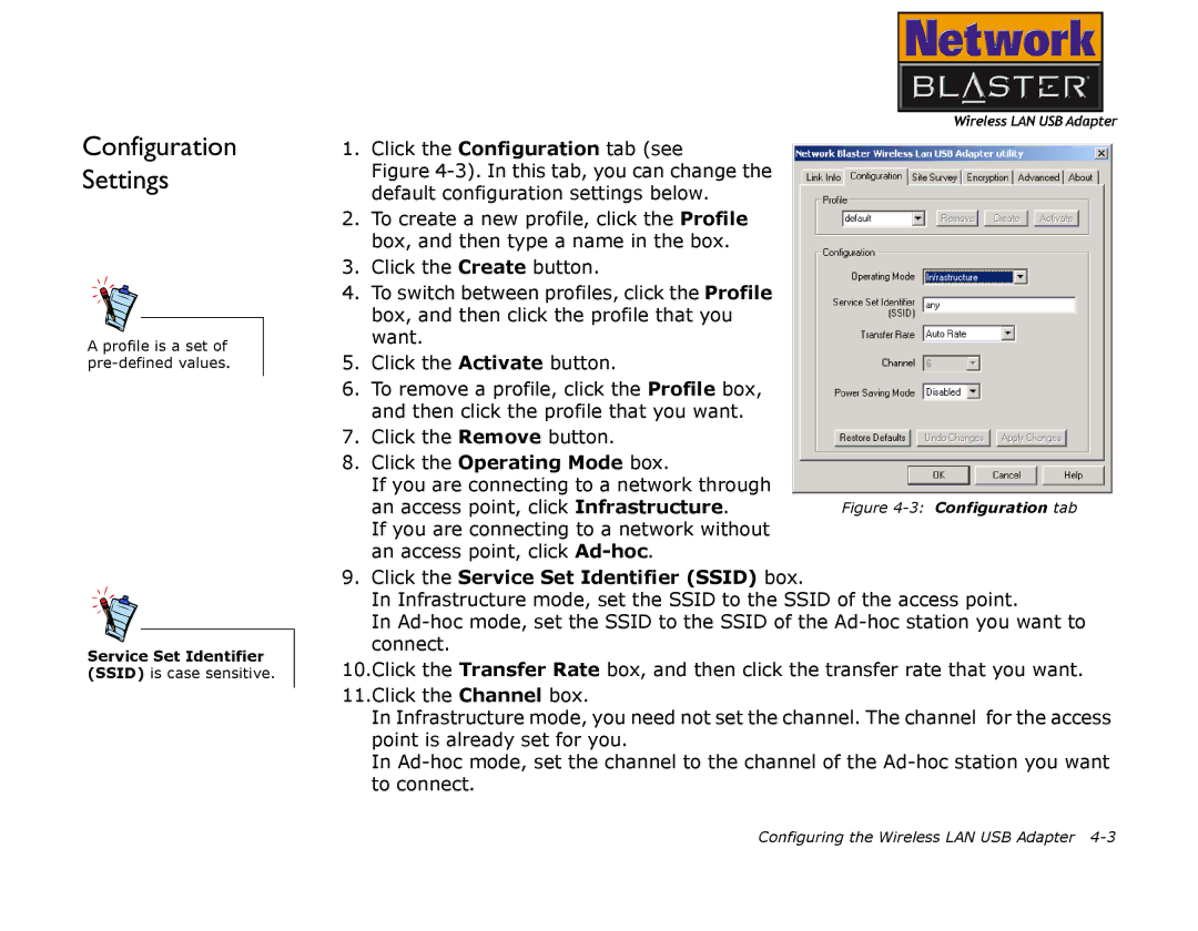 Creative 2030 manual Configuration Settings, Click the Operating Mode box 