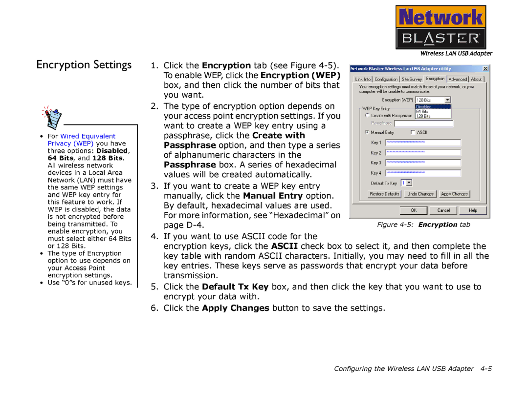 Creative 2030 manual Encryption Settings, Encryption tab 