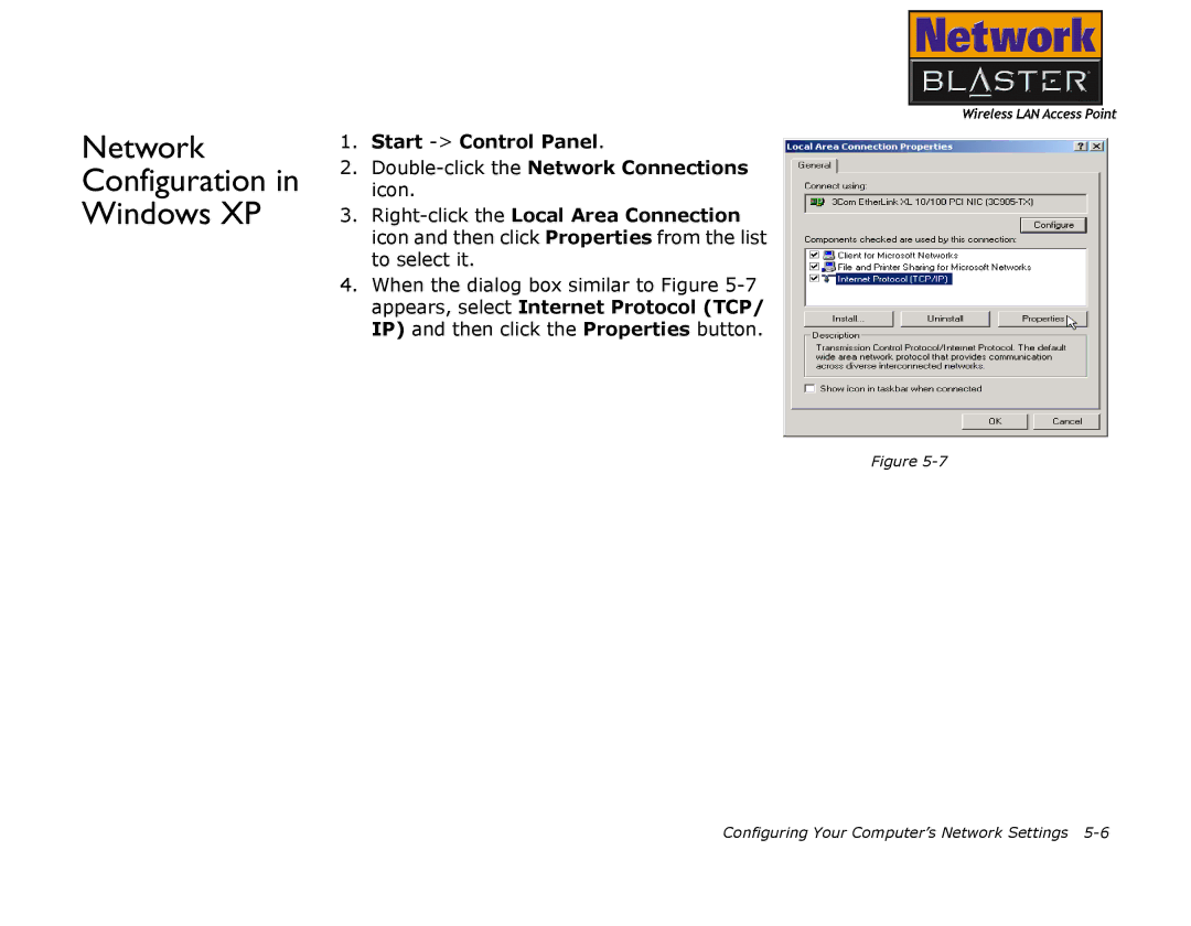 Creative 2030 manual Network Configuration Windows XP 