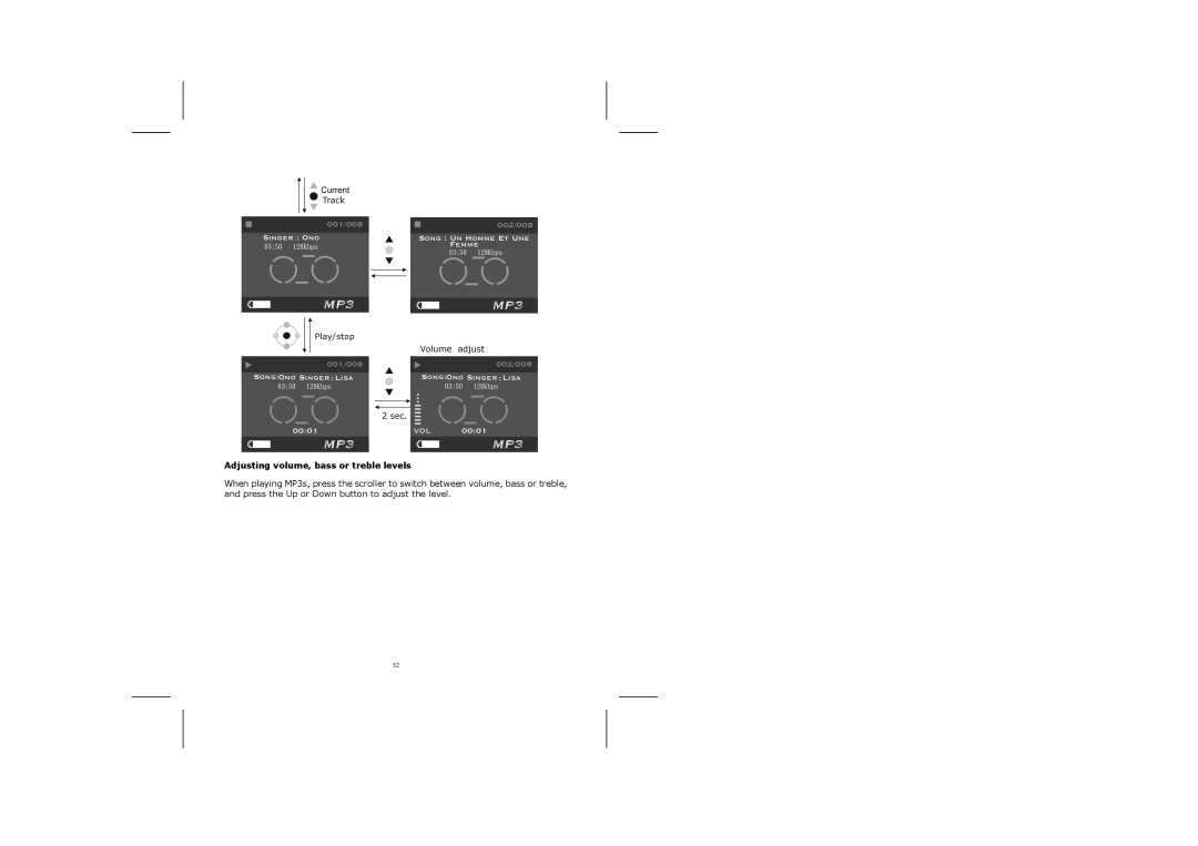 Creative 316 manual Adjusting volume, bass or treble levels 