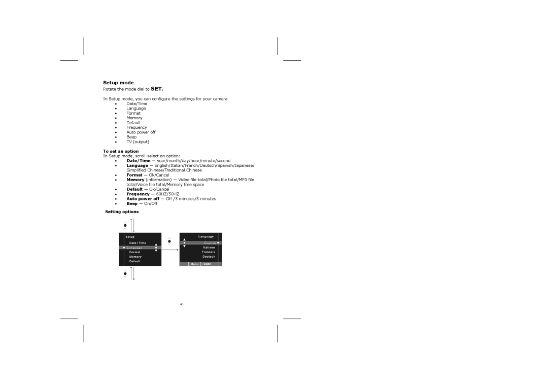 Creative 316 manual To set an option, Setting options 