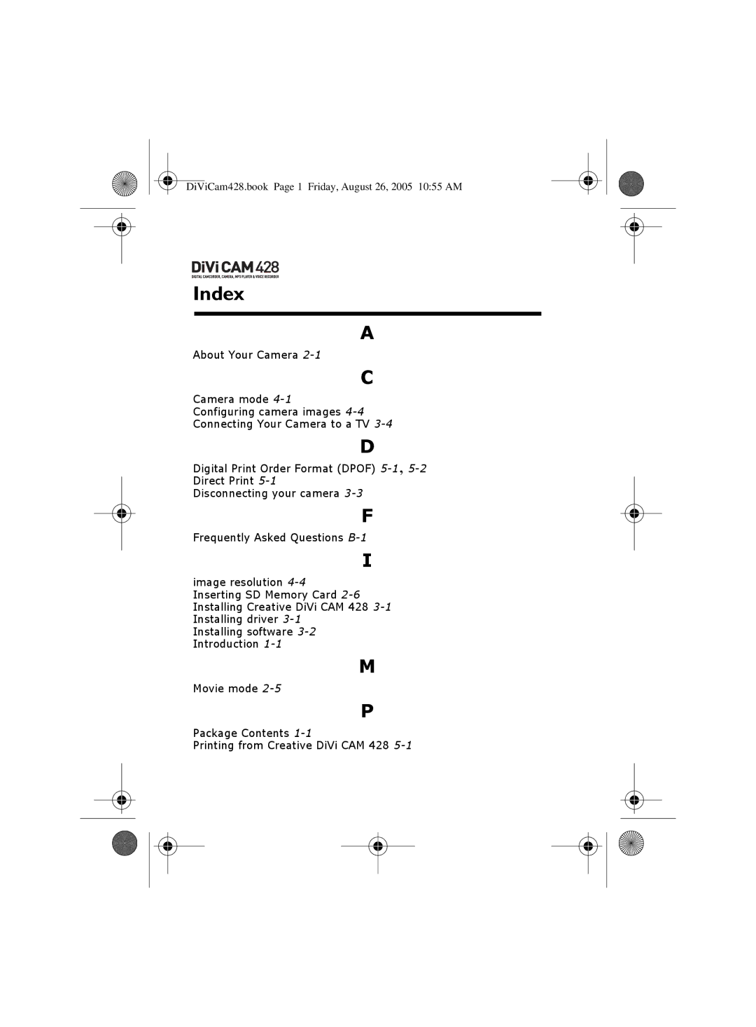 Creative 428 manual Index 