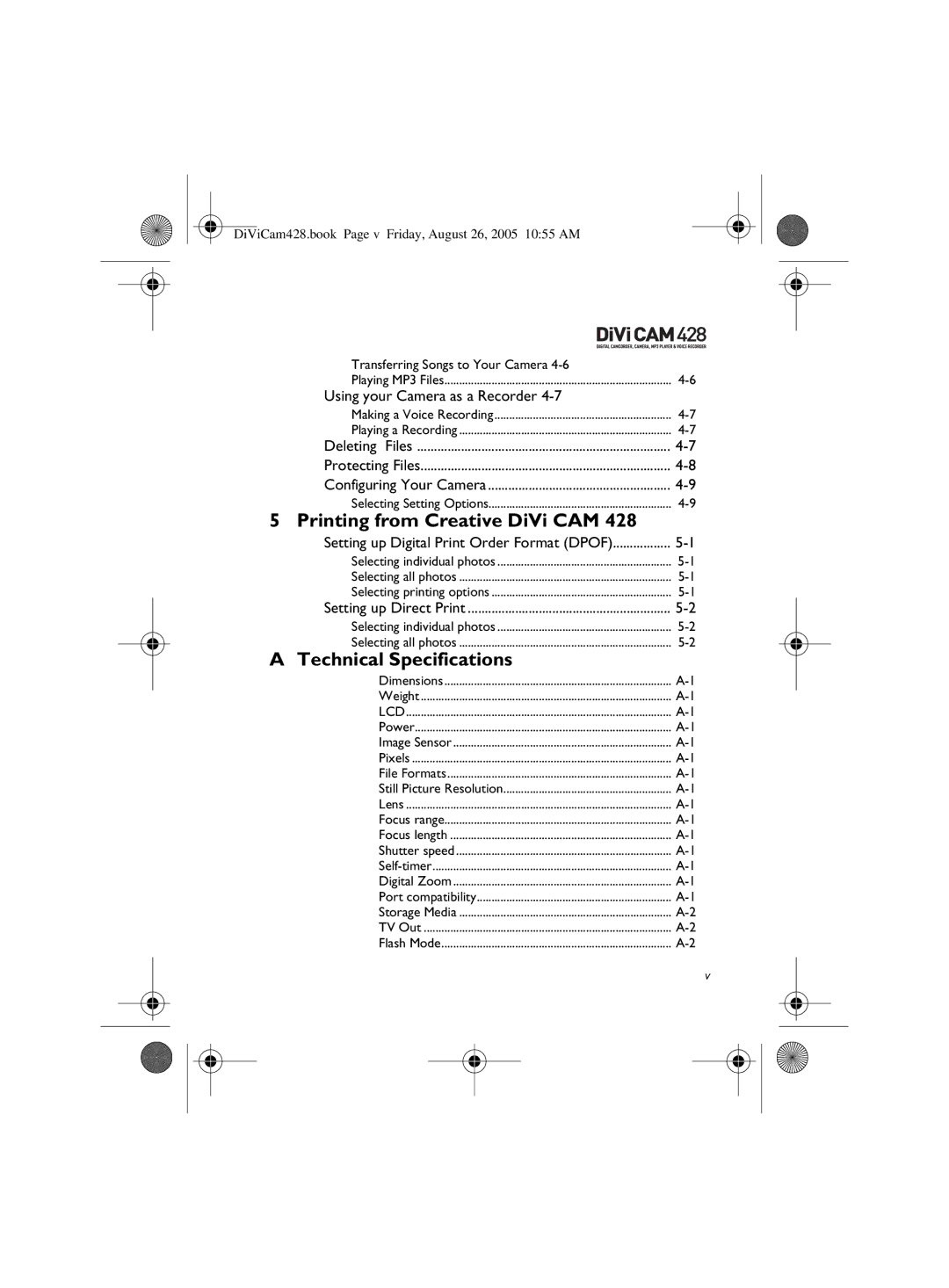 Creative 428 manual Transferring Songs to Your Camera, Setting up Digital Print Order Format Dpof 