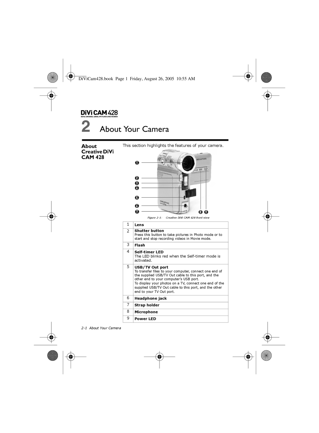 Creative 428 manual About Your Camera, About Creative DiVi CAM 