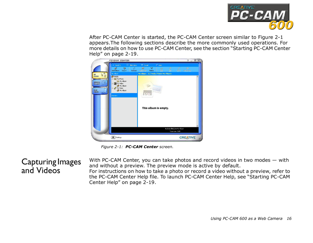 Creative 600 manual Capturing Images and Videos 