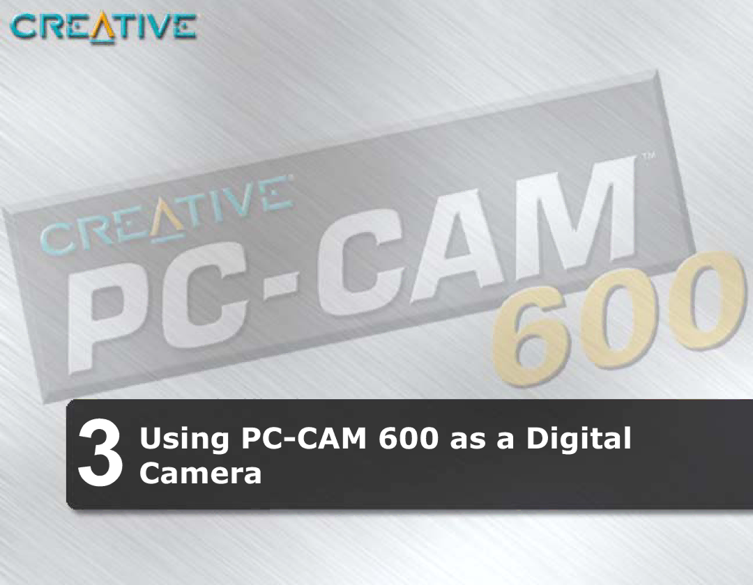 Creative manual Using PC-CAM 600 as a Digital Camera 