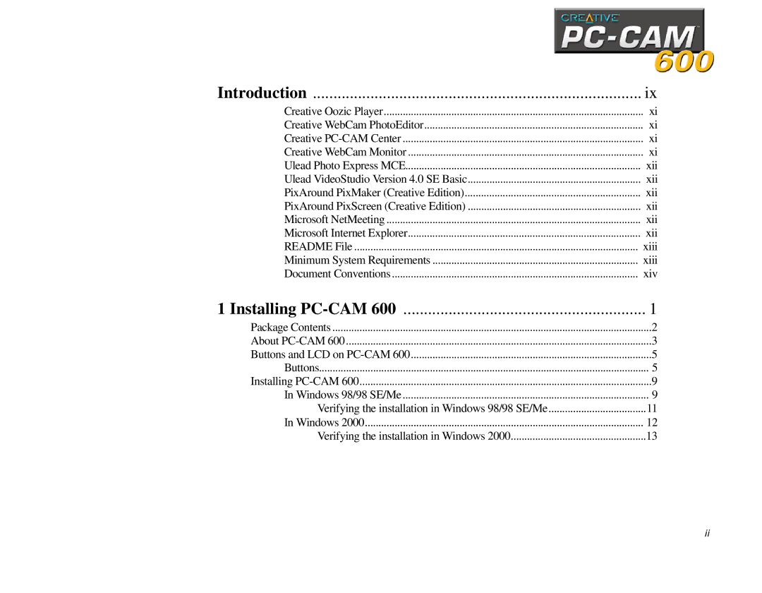 Creative 600 manual Introduction 