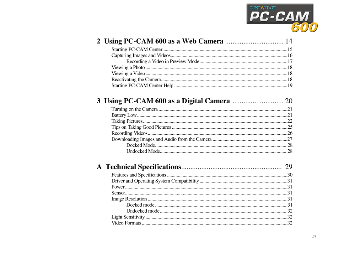 Creative manual Using PC-CAM 600 as a Web Camera 