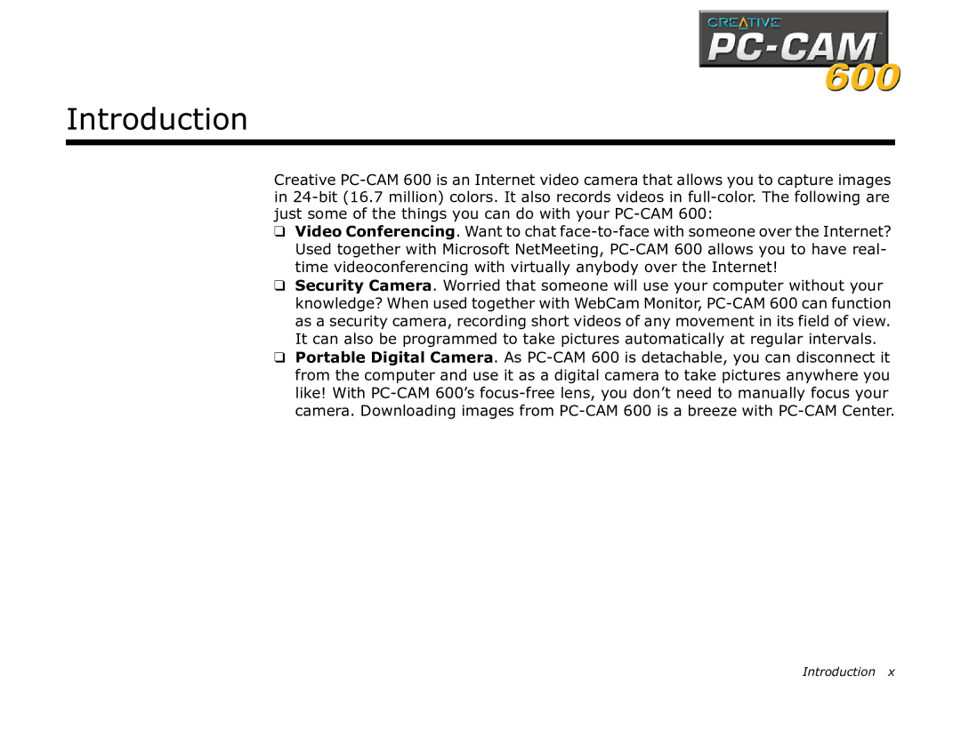 Creative 600 manual Introduction 