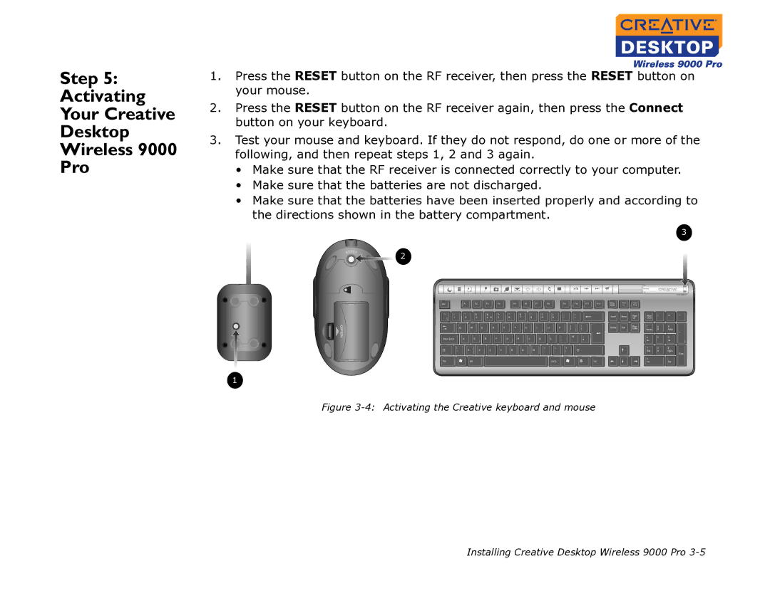 Creative 9000 Pro manual Step Activating Your Creative Desktop Wireless Pro 