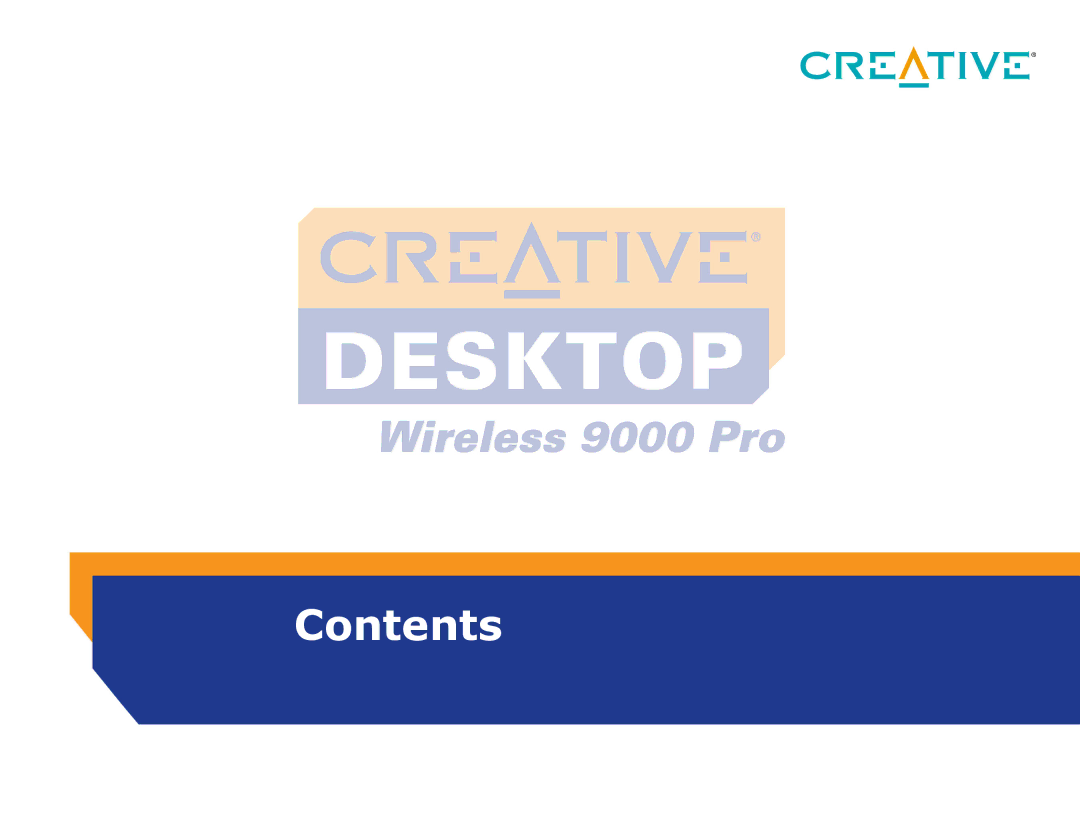 Creative 9000 Pro manual Contents 