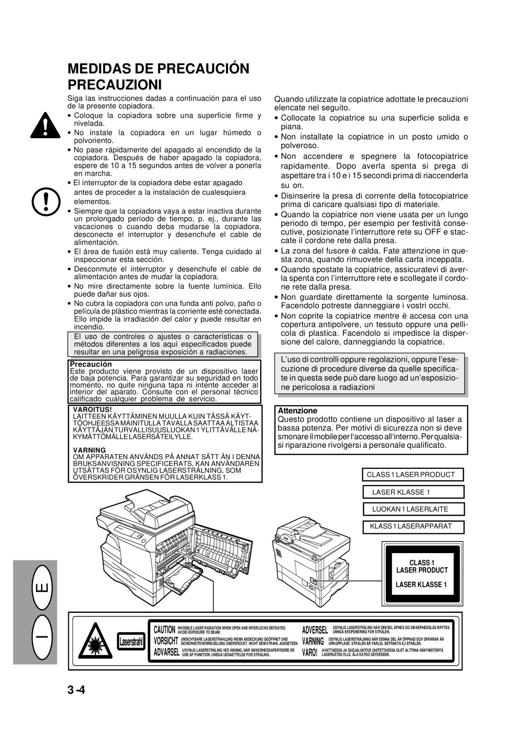 Creative AL-1452, AL-1551, AL-1043, AL-1252 manual Medidas DE Precaució N Precauzioni, Attenzione 