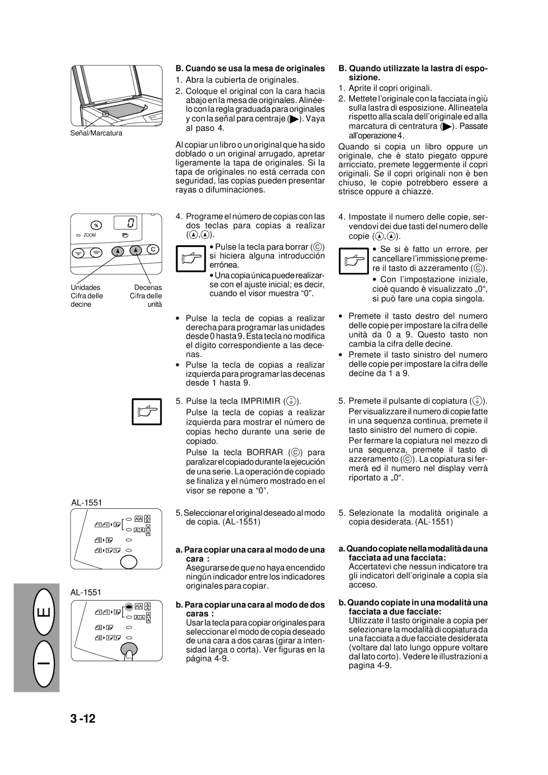 Creative AL-1452, AL-1551, AL-1043, AL-1252 Cuando se usa la mesa de originales, Para copiar una cara al modo de una cara 