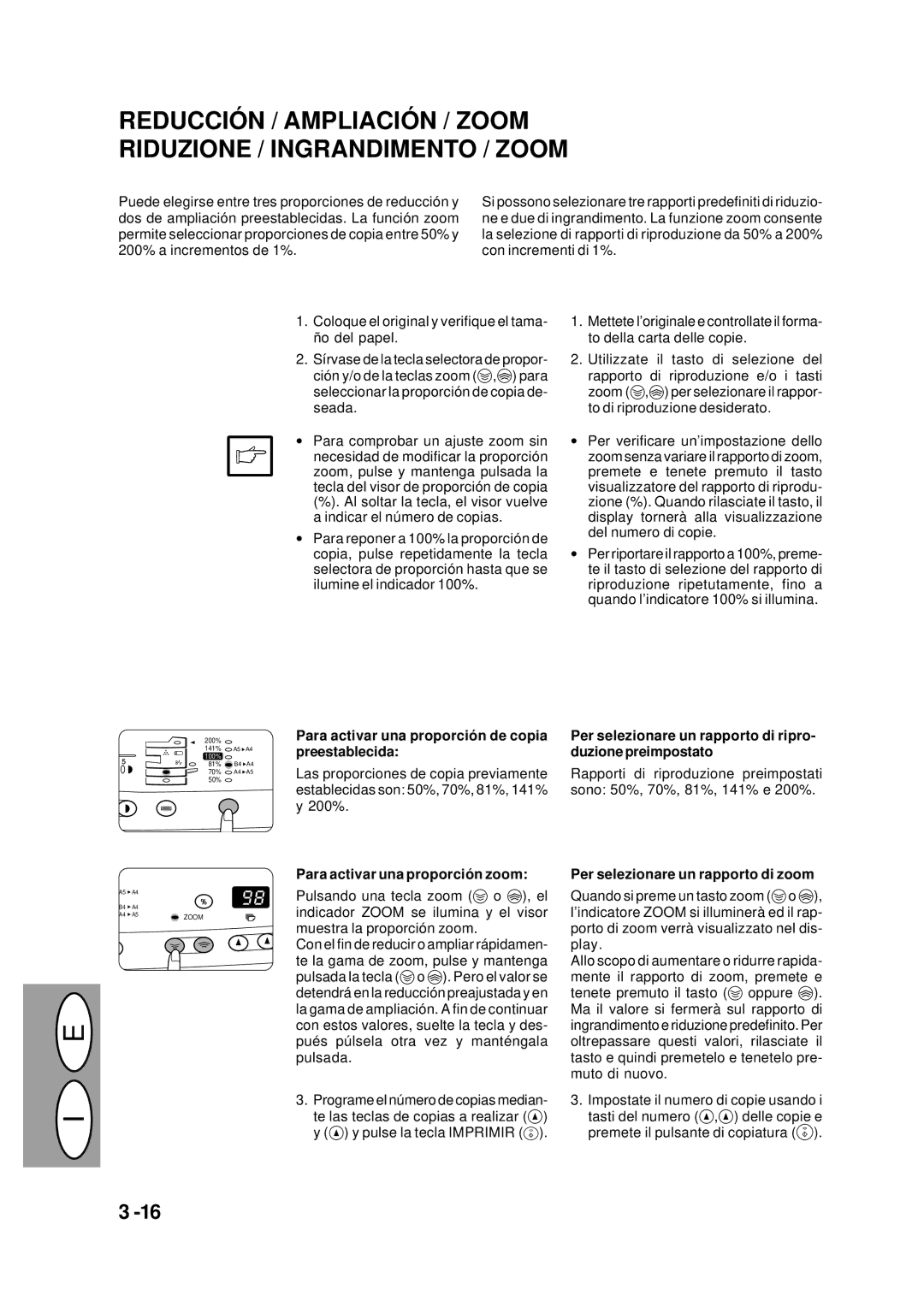 Creative AL-1452, AL-1551, AL-1043 Para activar una proporció n de copia preestablecida, Para activar una proporció n zoom 