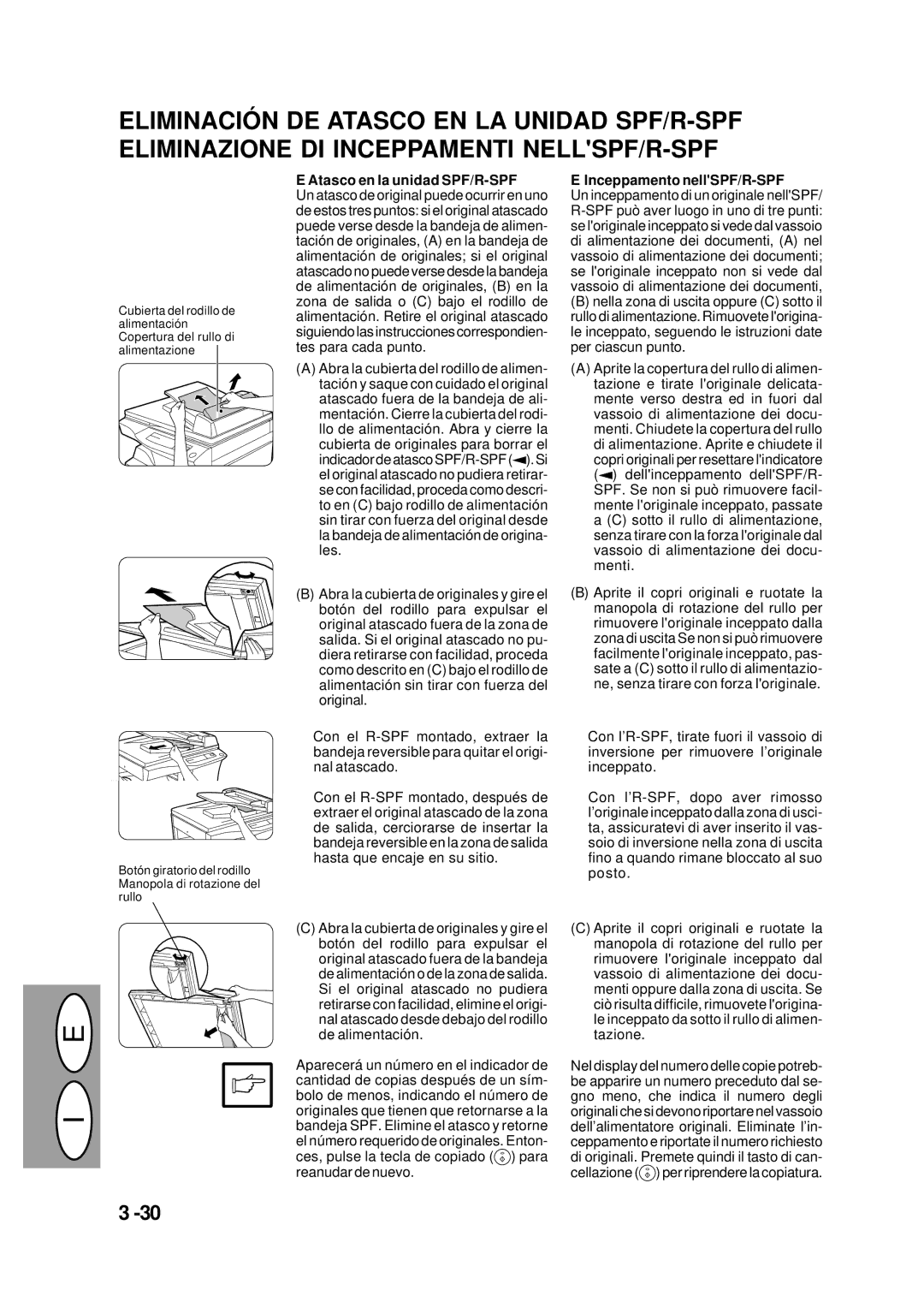 Creative AL-1551, AL-1043, AL-1452, AL-1252 manual Atasco en la unidad SPF/R-SPF, Inceppamento nellSPF/R-SPF 