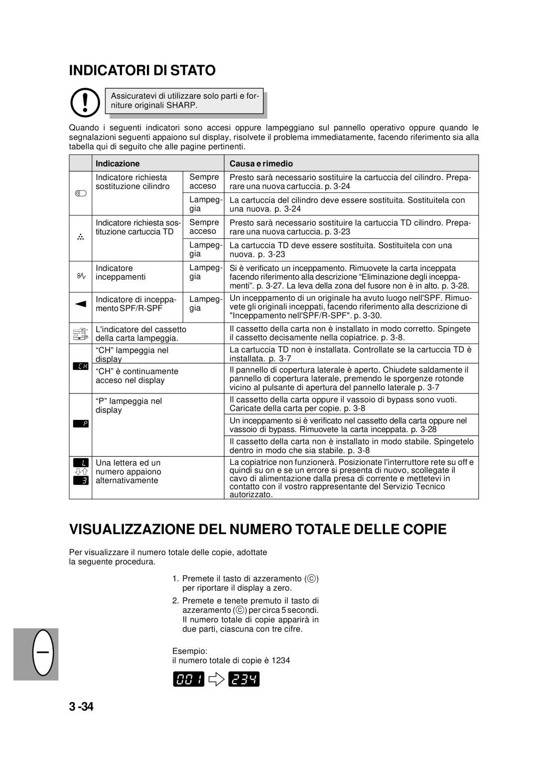 Creative AL-1551, AL-1043 Indicatori DI Stato, Visualizzazione DEL Numero Totale Delle Copie, Indicazione Causa e rimedio 