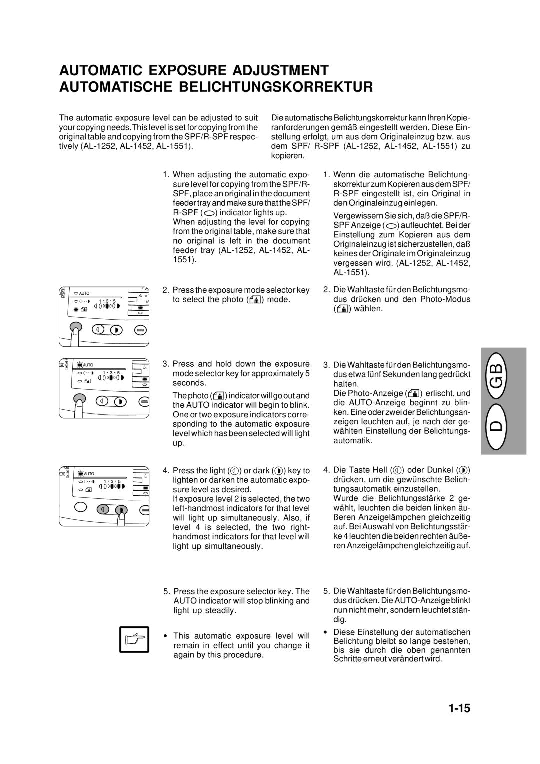 Creative AL-1043 Automatic exposure level can be adjusted to suit, Your copying needs.This level is set for copying from 