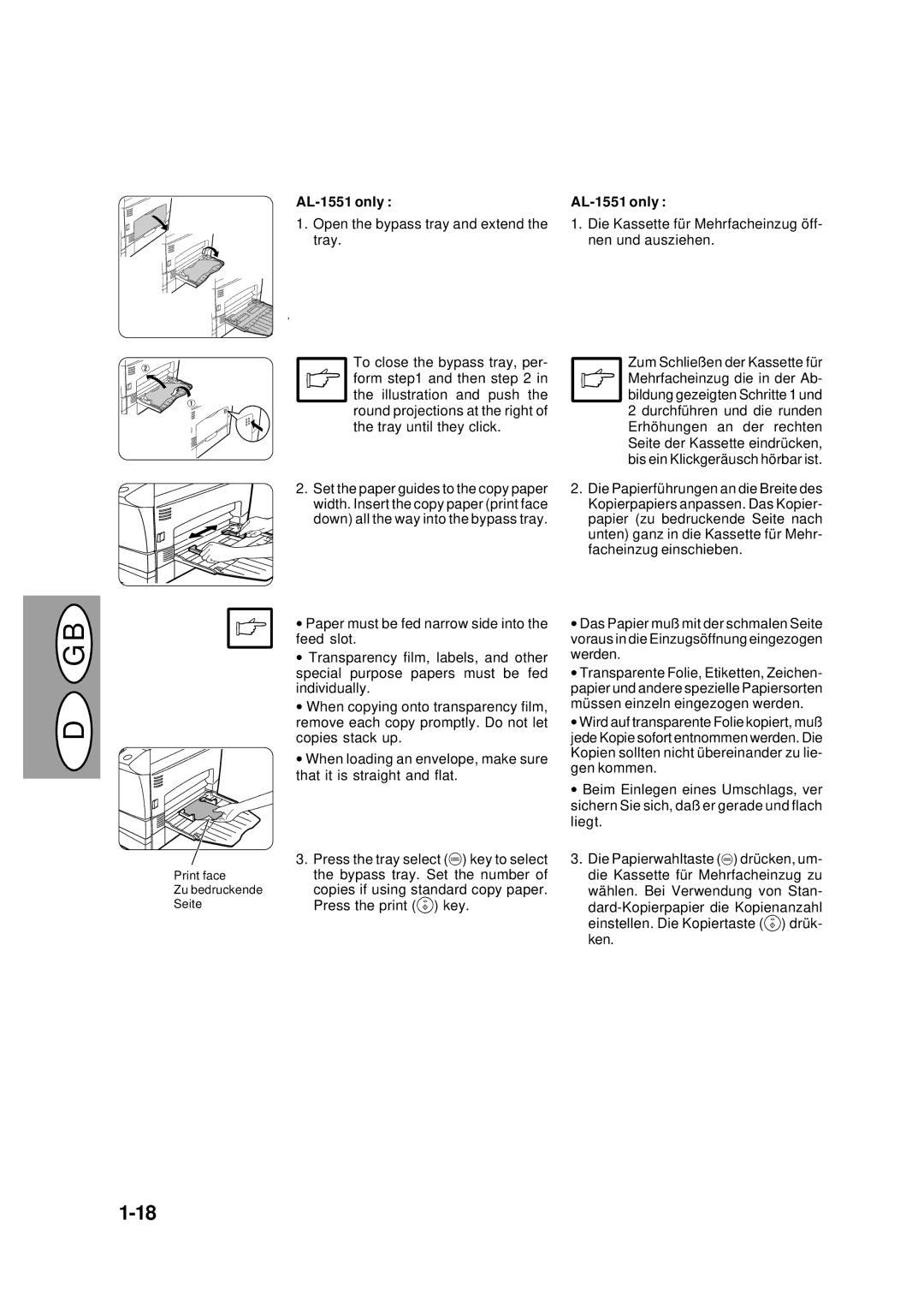 Creative AL-1551 only, Die Kassette für Mehrfacheinzug öff- nen und ausziehen, Press the tray select M key to select 