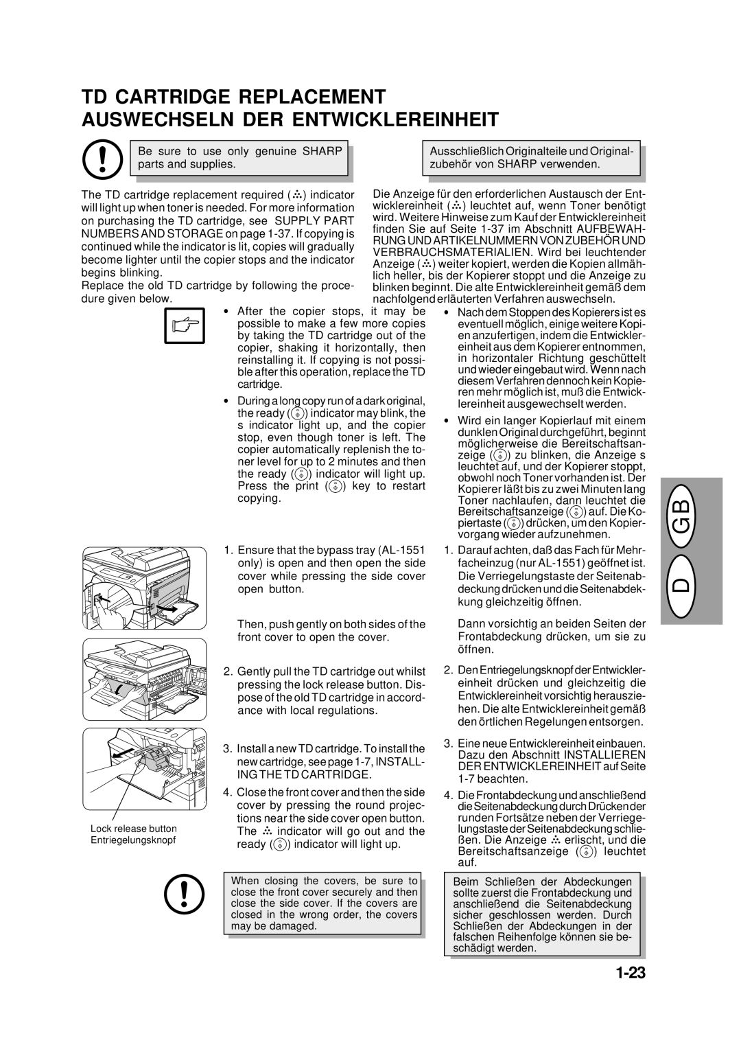 Creative AL-1043 TD Cartridge Replacement Auswechseln DER Entwicklereinheit, Rung UND Artikelnummern VON Zubehö R UND 