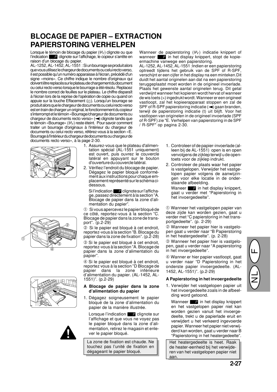 Creative AL-1252, AL-1551, AL-1043 Blocage DE Papier Extraction Papierstoring Verhelpen, Blocage de papier dans la zone 