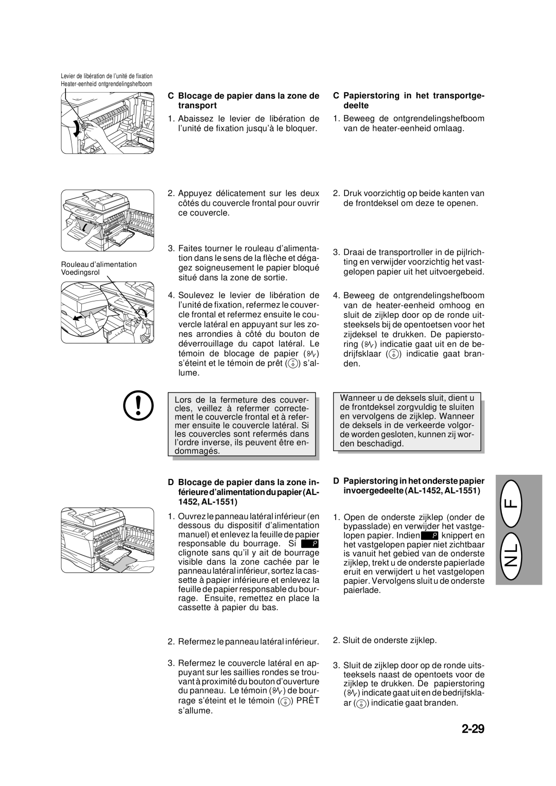 Creative AL-1043, AL-1551, AL-1452 Blocage de papier dans la zone de transport, Papierstoring in het transportge- deelte 