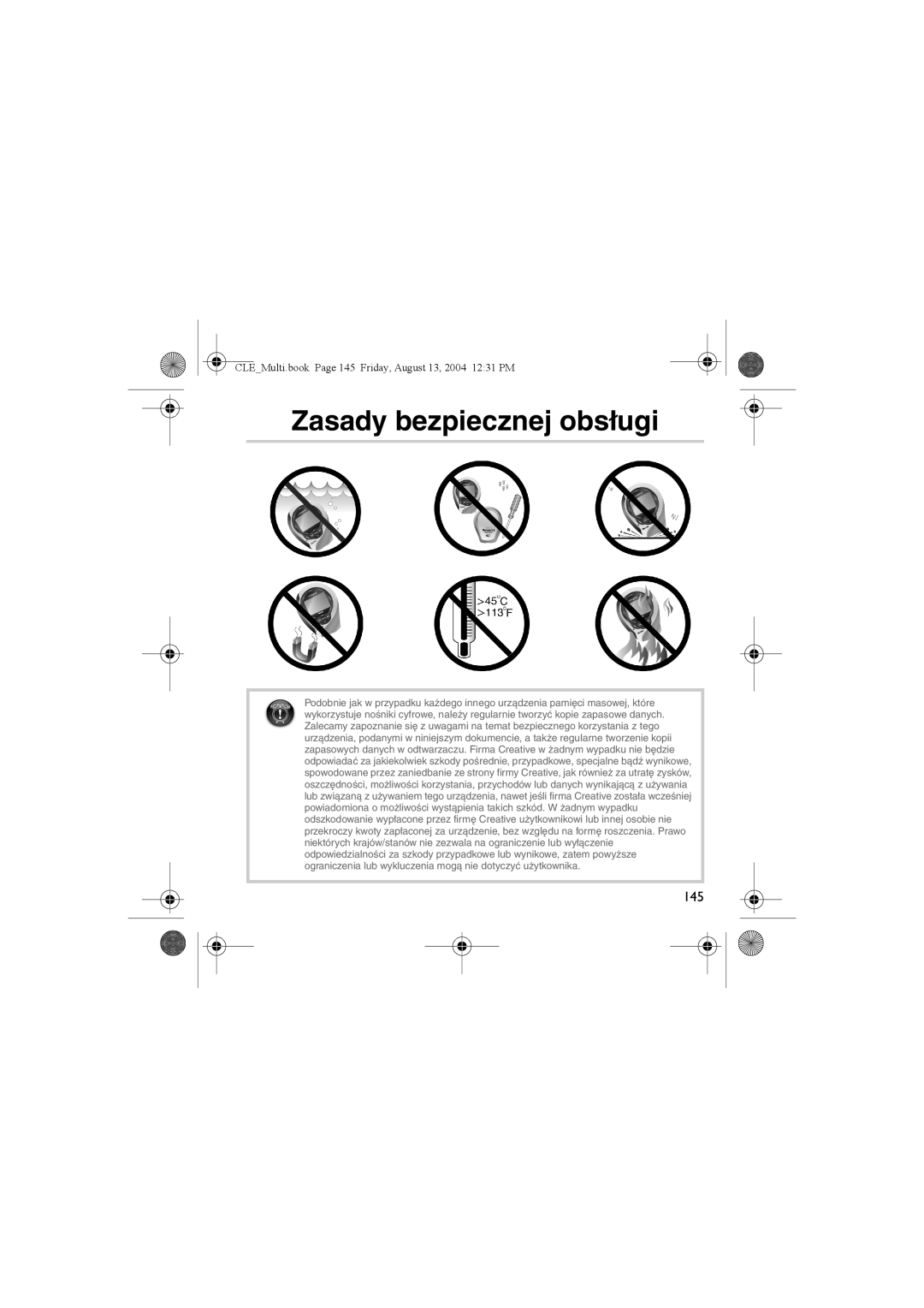 Creative CLE manual Zasady bezpiecznej obsługi 