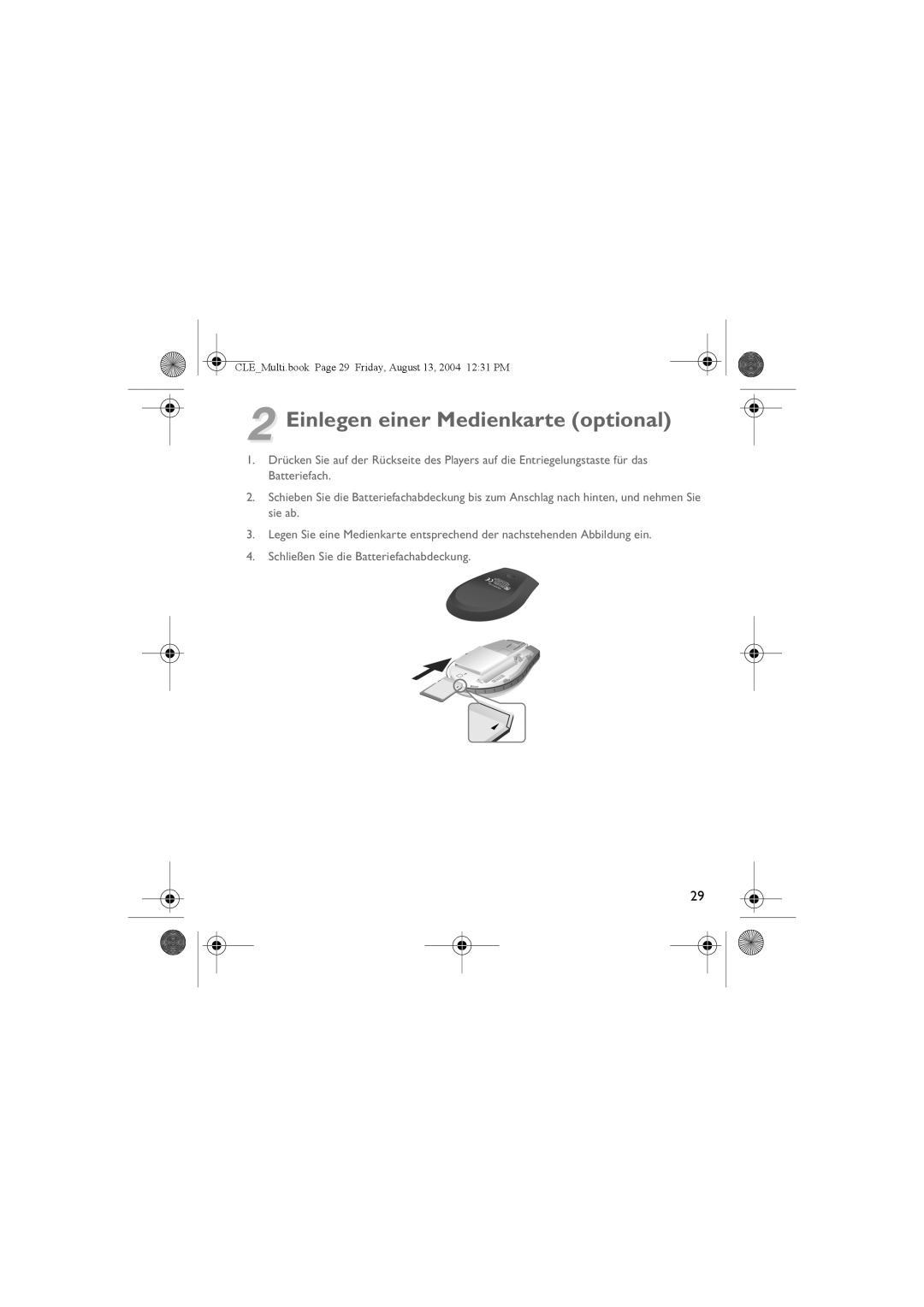 Creative CLE manual Einlegen einer Medienkarte optional 