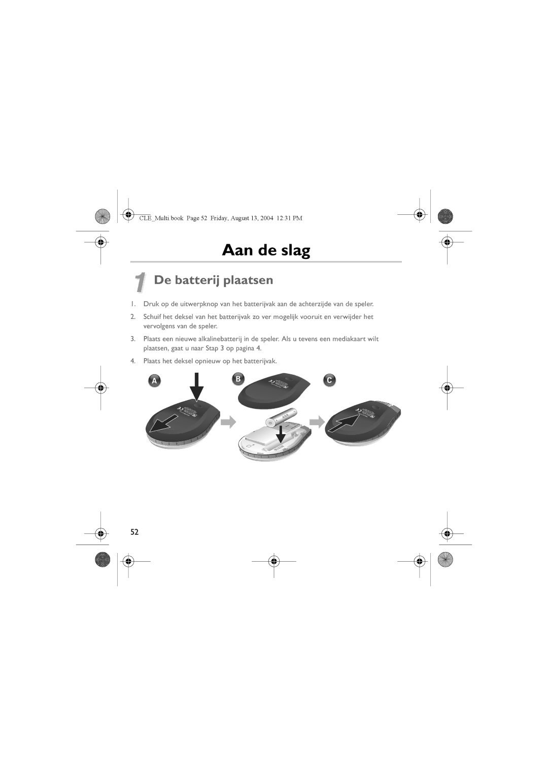 Creative CLE manual Aan de slag, De batterij plaatsen 