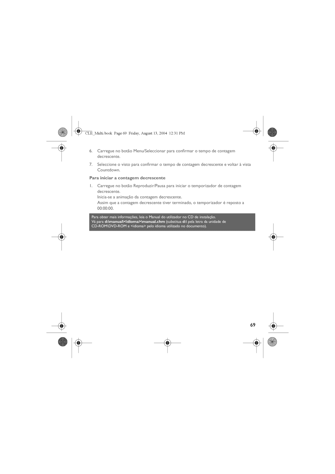 Creative CLE manual Para iniciar a contagem decrescente 