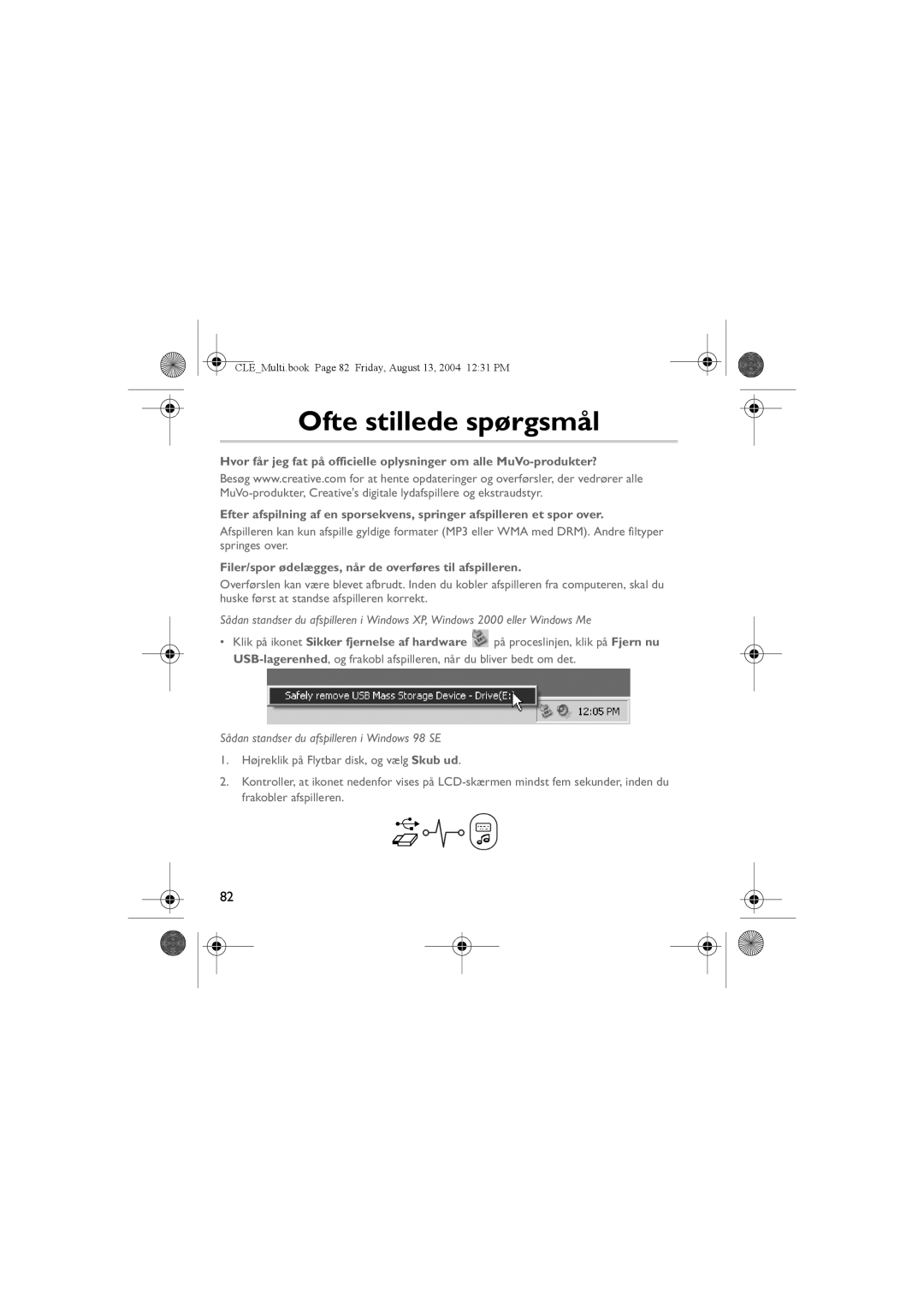 Creative CLE manual Ofte stillede spørgsmål, Filer/spor ødelægges, når de overføres til afspilleren 