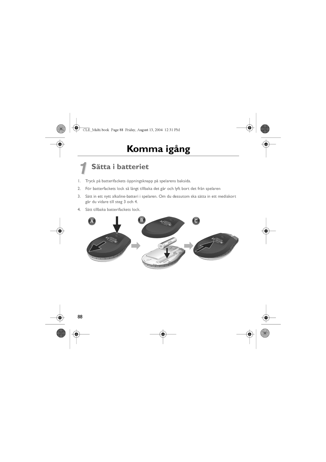 Creative CLE manual Komma igång, Sätta i batteriet 