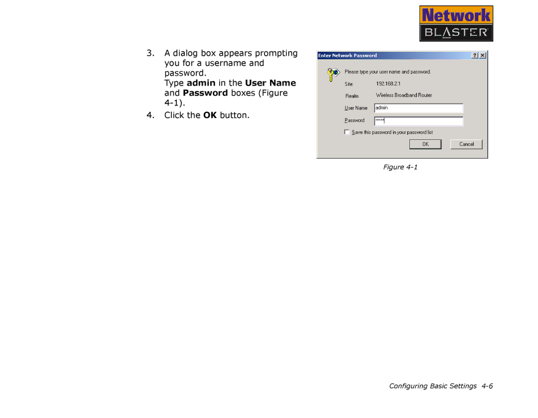 Creative CW2202 manual Type admin in the User Name and Password boxes Figure 